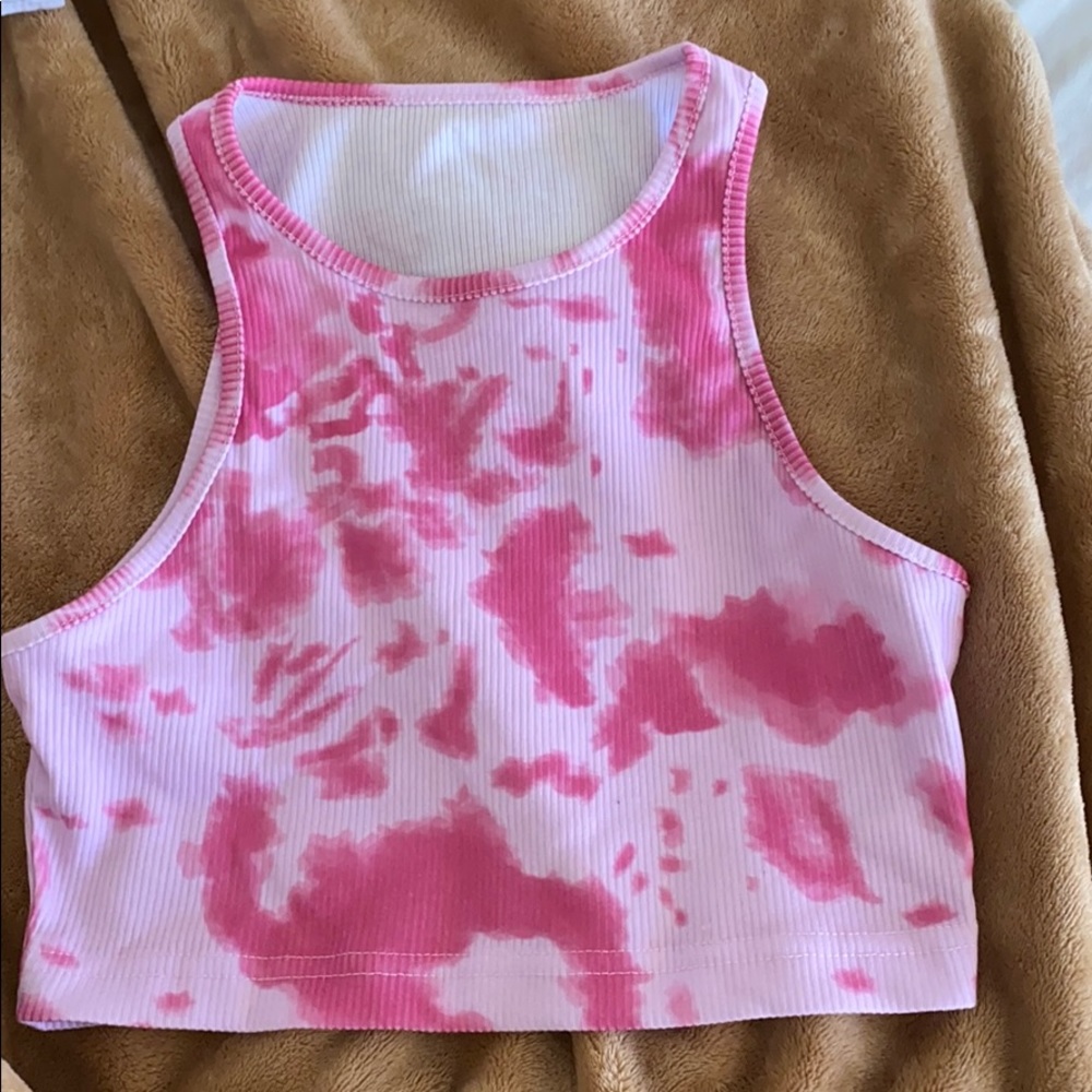 Pink tie dye crop top